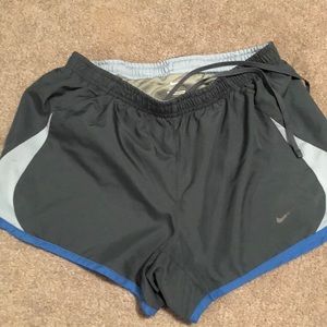 Grey and blue nike tempo shorts